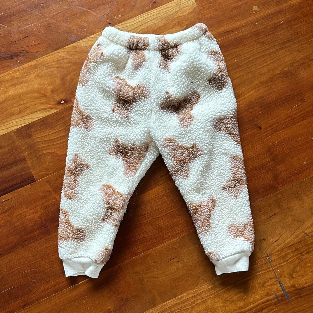 GAP Kids Cream and Brown Fleece Joggers